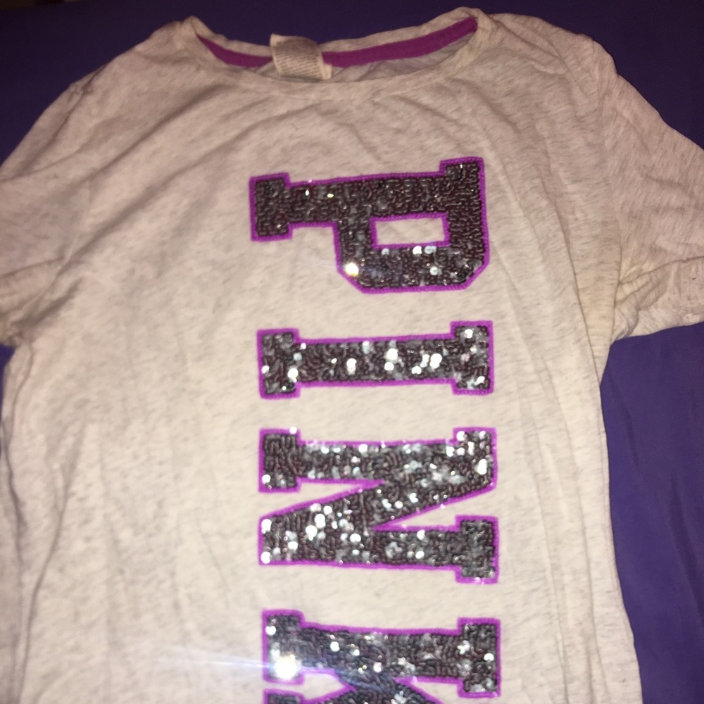 Pink victoria secret sequence tee